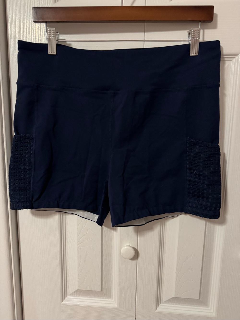 Tuckernuck Navy Compression Shorts with Mesh Side Panels - Women’s XL